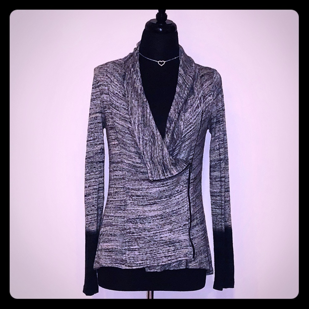 Red HAUTE Black Ombré Cardigan Cowlneck Sweater